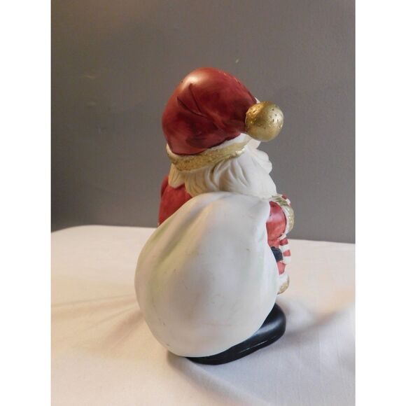 Santa Claus Vintage Painted Ceramic Figure Electric Lighted 6" W/Christmas Bear - Picture 7 of 9